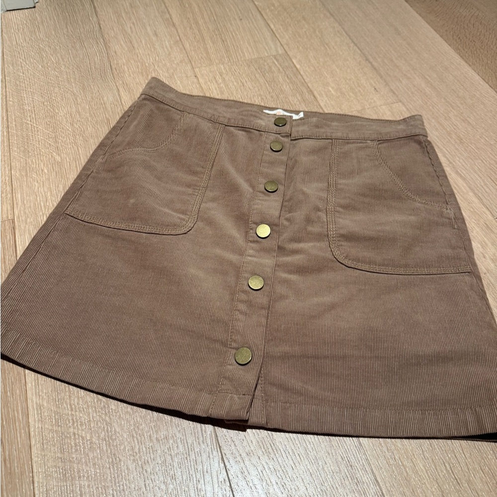Tory Burch Tan Button-Front A-Line Skirt